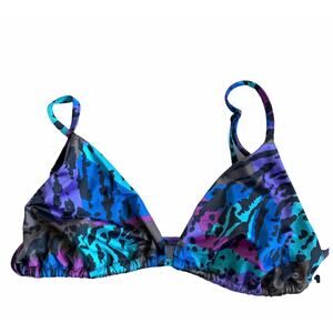 Victoria's Secret L Leopard Cheetah Print Triangle Bikini Top Swim Black Purple
